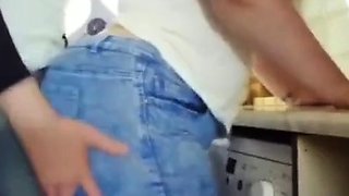 Big-Ass Brunette Girl Has Dry Sex in the Kitchen