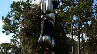 Outdoor whipping of blonde wife in hardcore public