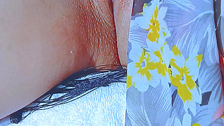 Pink Pussy Latina's Glass Dildo After Beach Day