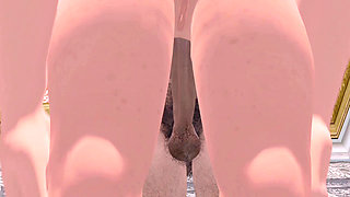 Blowjob with busty 3d animation