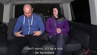 Skinny Tramp Is Shaking Her Small Tits On A Massive Dong In The Van With Leny Ewil