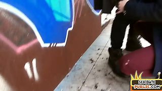 Real IR bae fucked outdoor in public by Black after 3way BJ