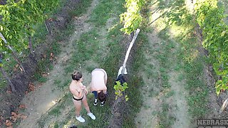 Josie and Sofie's wild romp in a lush outdoor oasis