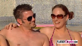 Swinger Milfs Strip Naked for Group Water Play Under Sun