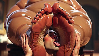 SSBBW Makes Skinny Slave Lick Her Sweaty Feet