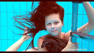 Petite Hungarian teen Nata Szilva skinny dipping