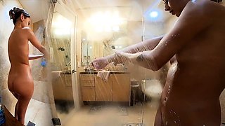 Small titted babe gives head and railed