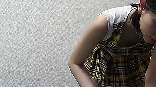 Boobs Slip Out While Cleaning, a Cute Girl in No Bra Miniskirt and Student Uniform Cleaning Her Room