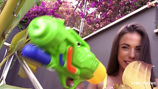 Ginebra Bellucci's Redhead Lesbian Roommate in a Poolside Romance