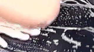 Amazing Blonde with Huge Tits Touches Her Tight Pussy While Washing the Car