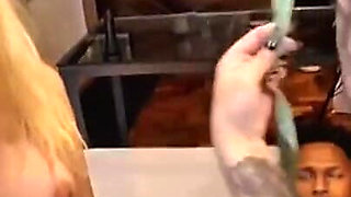 Black Man Fucks the Blonde and the Brunette in Front of the Horn Broach