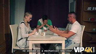 Hot Blonde Teen Nela Decker Cheats On Daddy With Ridge Crix In Kitchen HD 1080p