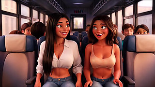 Two Hot Friends Share Tender Breastfeeding On Bus Then Shower And Intense Sweaty Gym Workout With Ripping Clothes