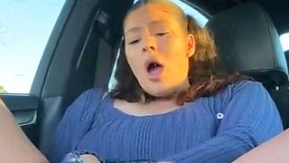 Veronica de Souza outdoors using toy to masturbate