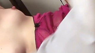 Stockroom Foursome - Platinum Blonde in Fishnets and Busty Brunette in Glasses Take Two Cocks