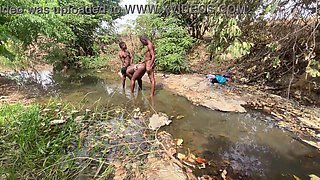 Curvaceous Dark-skinned skinned Ebony Prepared to be devored at the Fountain