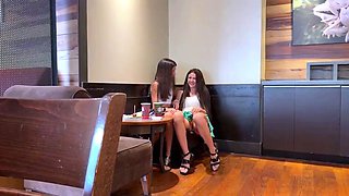 Guys Can't Resist When We Took Off Our Panties In A Cafe