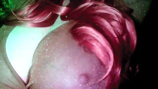 Slutty amateur flashing her big boobs in the backseat