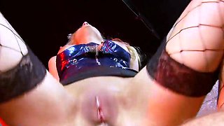 Blondie's Latex BDSM Session with Fishnet Clad Dirty Woman
