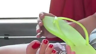 Passenger Massages Kiffa Feet Returning From Beach