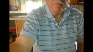 Grandpa cums on webcam