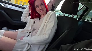 Lost Bet Car Wash Fuck - German Redhead Gets Fingered in Backseat