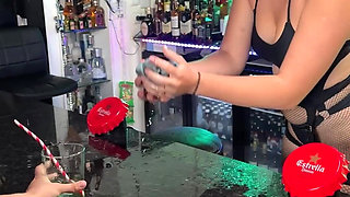 3 Naughty Sluts Made Pee Party on Bar Table with a Barmaid!