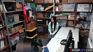 Teen stepsister thieves fucked by a security guards hard cock