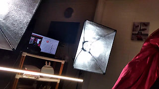 Cock-lifting mature bitch Aimee Hot MILF: red, black, ponytail and cock in mouth!