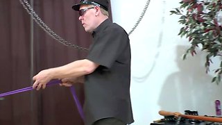 Crazy BDSM for mature brunette in latex from master