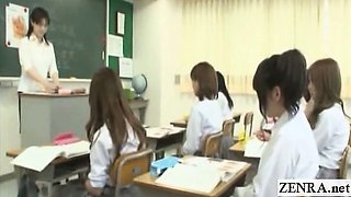 Subtitled Japanese schoolgirls sexual education class