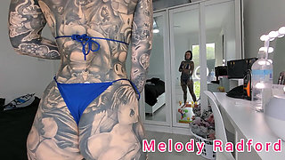 Dark and Light Blue Frilly Micro Bikini Try on Haul Melody Radford