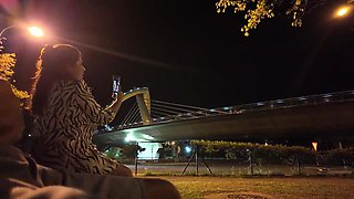 An exhibitionist came to a superslut at the spot. She doesn't know what to do with him.