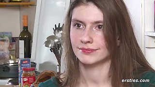German Amateur Vanessa X Plays with Her Big Natural Tits and Vibrator - Solo Masturbation HD