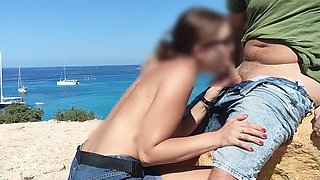 Stepdaughter's naked stroll and outdoor handjob