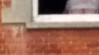 Tits in Hotel Window Very Public Julie Cunningham Flashing Huge Natural 38F Tits