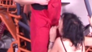 German mechanic men fists customer in the workshop