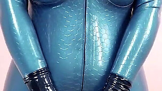 Sexy MILF with Big Natural Body Teasing in Latex Catsuit, Free Porn XXX Rubber Video
