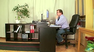 Teen Fucks Principal To Fix Her Grades - Vintage Threesome with Facial Cumshot