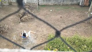 Amateur Brazilian Couple: Naughty Wife Flashing Naked in Front Yard