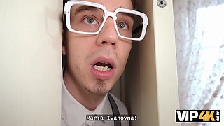 Russian blonde debtors Polly and friends get double penetrated in tight asses and pussies