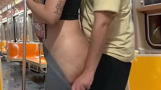 Student Girl Gets Cum on New York Subway Train.