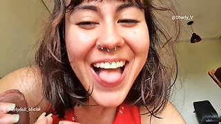 Gentle Mouth Playing on a Thick Cock, Amateur Close up Giving Pleasure with My Wet Mouth Part 2