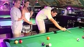 Threesome Plays Pool and Then Both Fuck Their Ass and Cunt