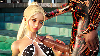 Young Hot Girl Fucked by Her Boyfriend on the Pool 3D Hentai Animation