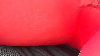 No Panty in Red Pantyhose