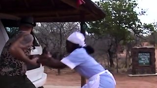 African Farm Maid Spit Roasted By Rancher