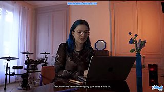 Hairy French Girl Tests Dildo at Work - POV Roleplay with Blue Hair Alt Girl