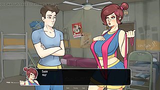 Hentai anime, kissing teen, thick