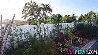 Teen riding on stepbros big dick outdoor
